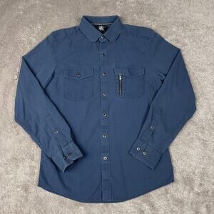 Blue Ribbed Rock & Republic Shirt Long Sleeve Button Down Size S Mall Goth Indie